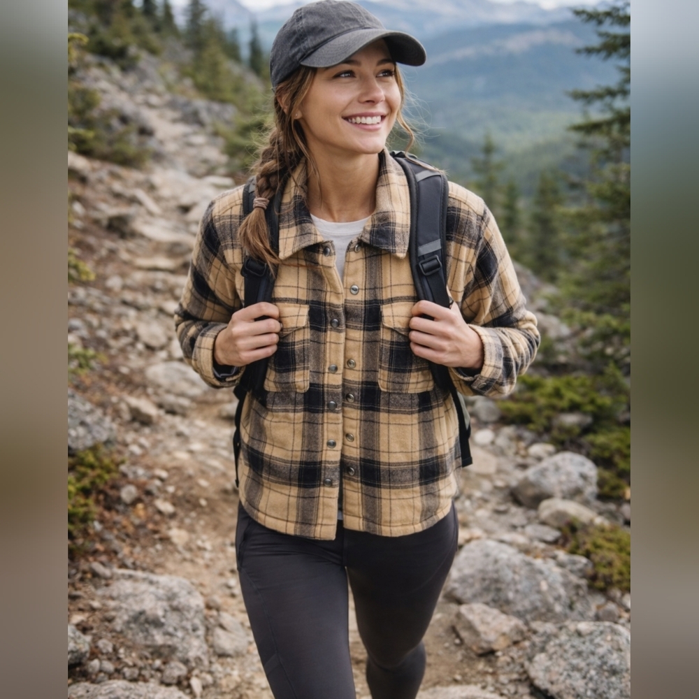 Sale 🤑Women's NWOT Utility Jacket - Lucky Brand. Plaid . Ladies S. Pilled Look